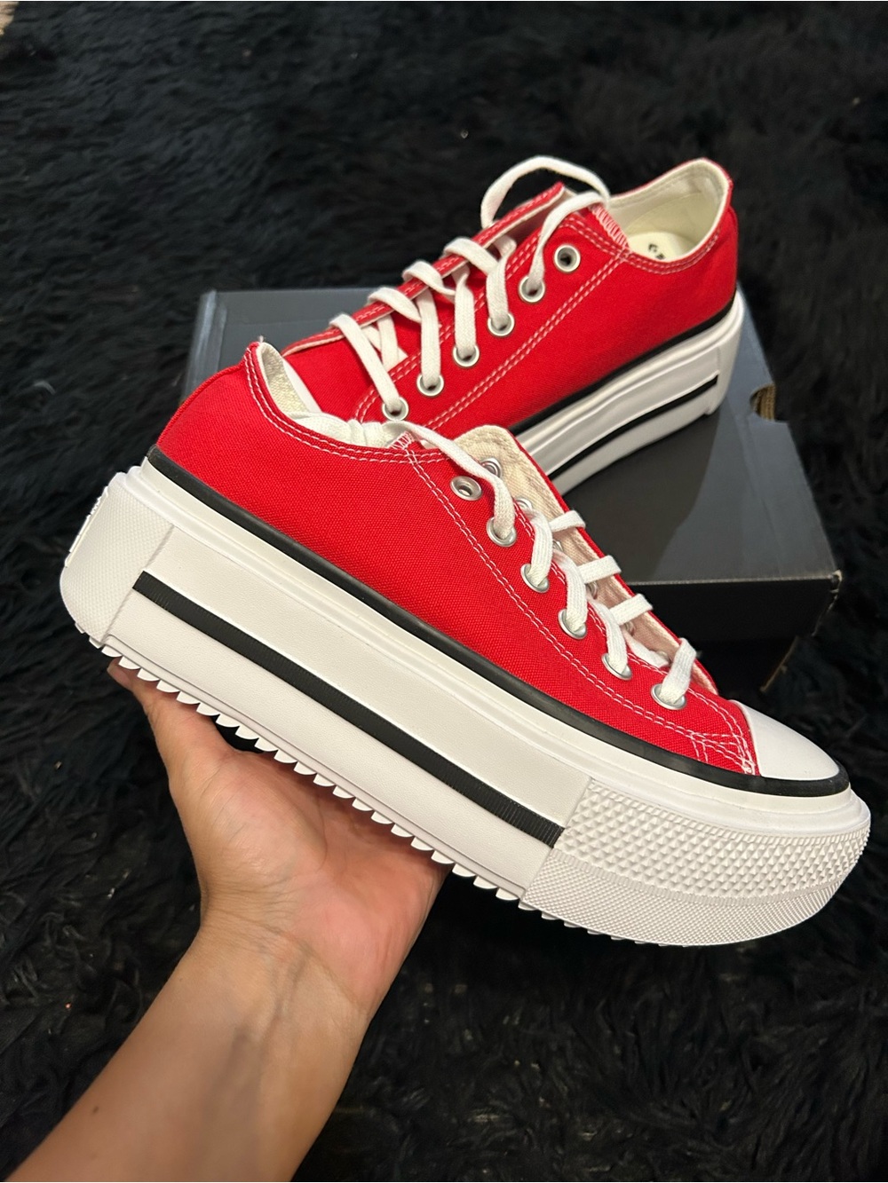 CONVERSE Ctas Lift Double Stack OX red lace up shoes sneakers women’s 7.5 new